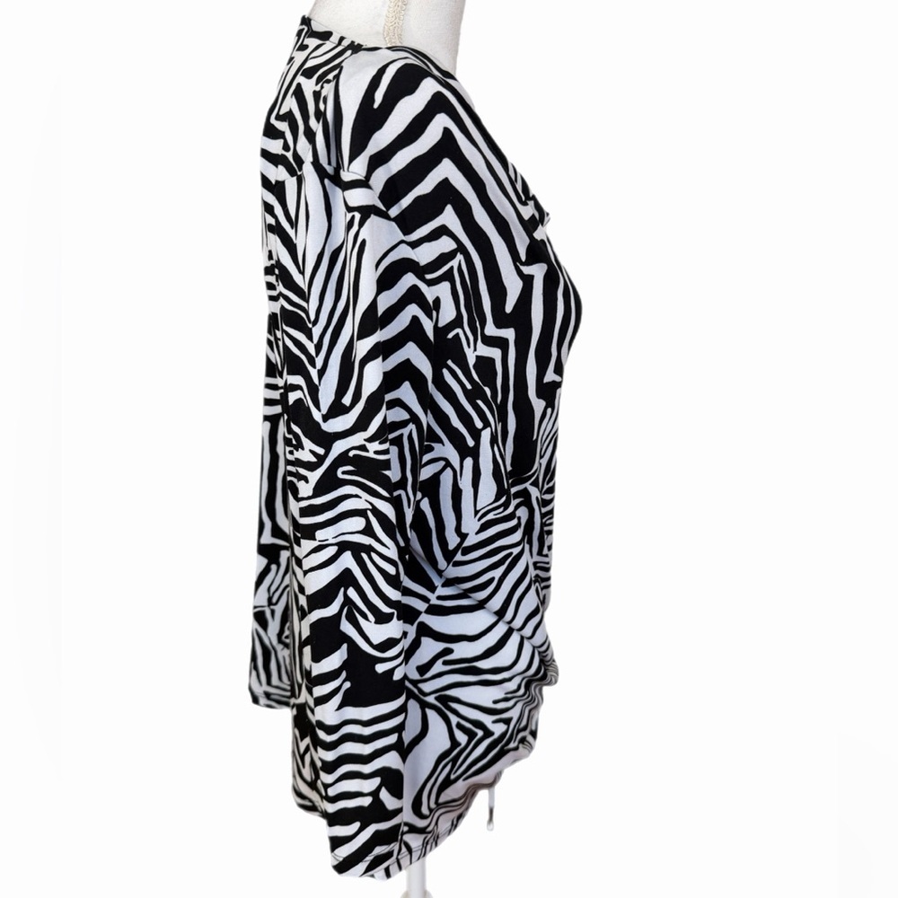 Jones New York Top Black/white Missing Size Tag See Descrip 3/4 Sleeve Tie Side - Picture 4 of 7